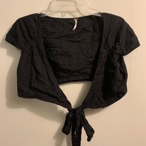 Free people black wrap crop top